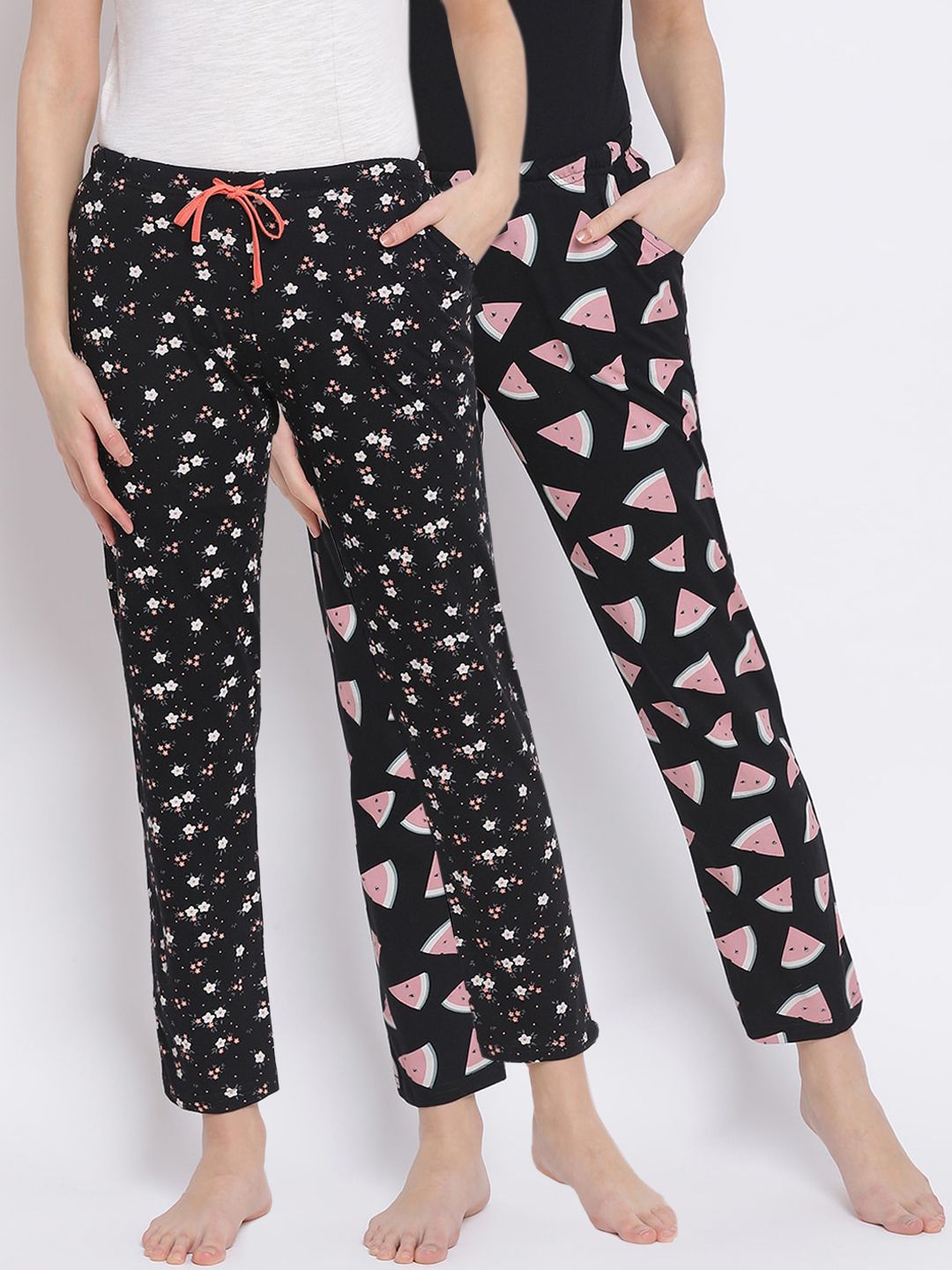 Kanvin Women Pack of 2 Floral Printed Cotton Lounge Pants Price in India