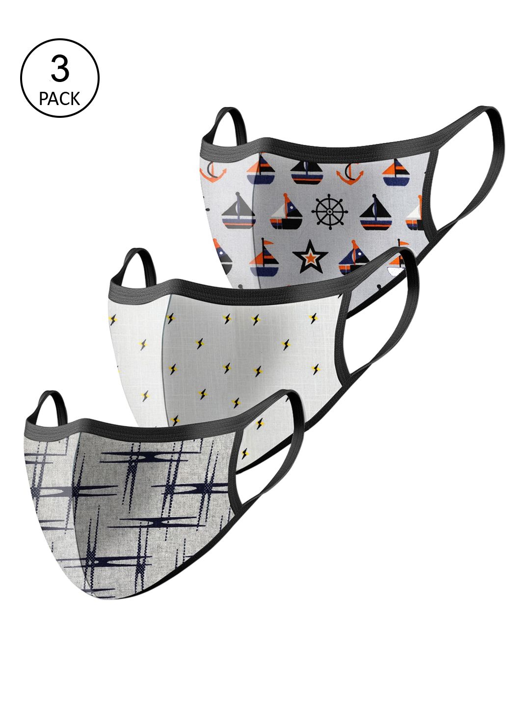 Lioncrown Unisex Pack Of 3 Printed 5-Ply Anti-Pollution N95 Masks Price in India