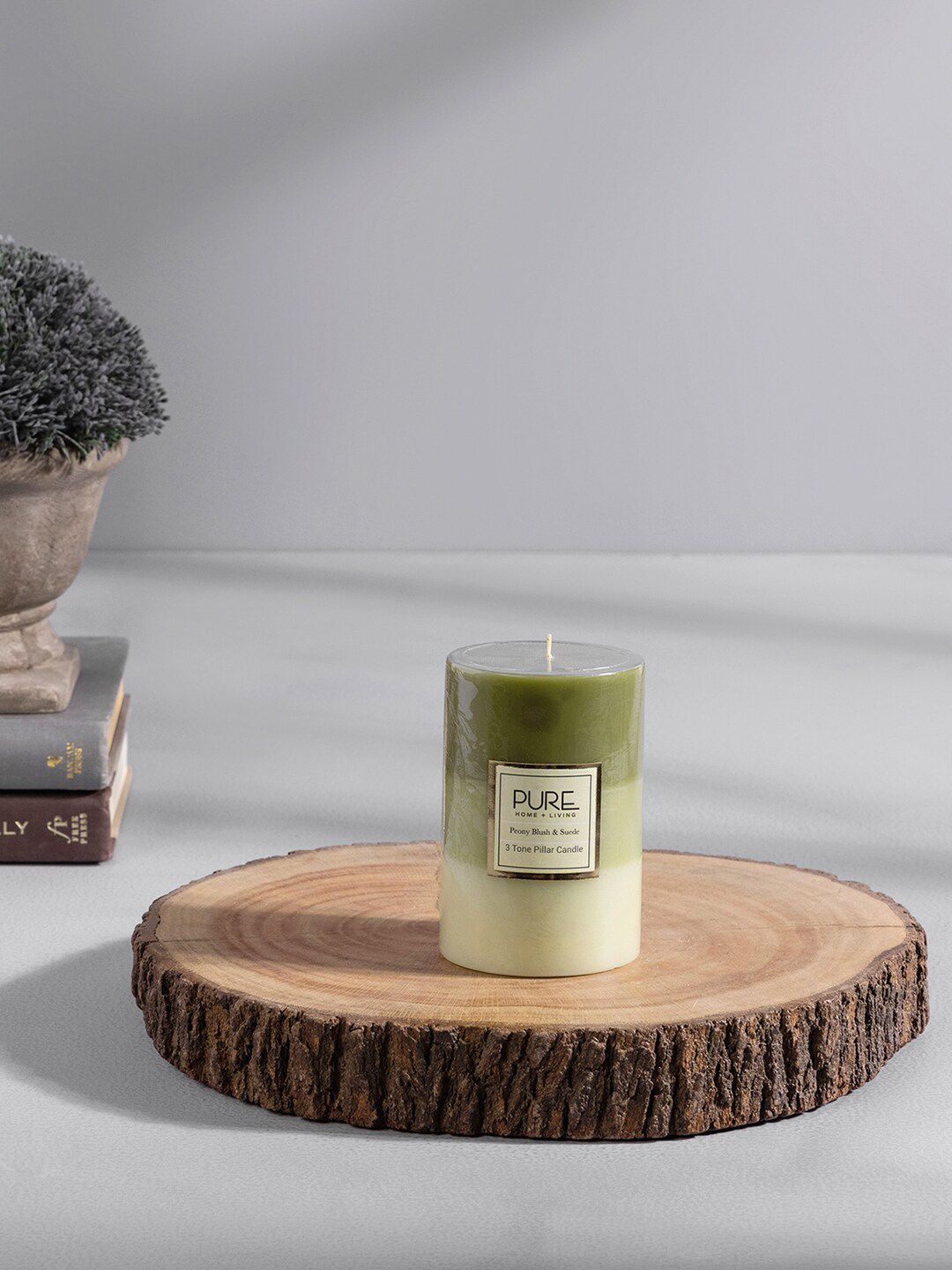 Pure Home and Living Green Ombre Peony Blush & Suede Tall Pillar Candle Price in India