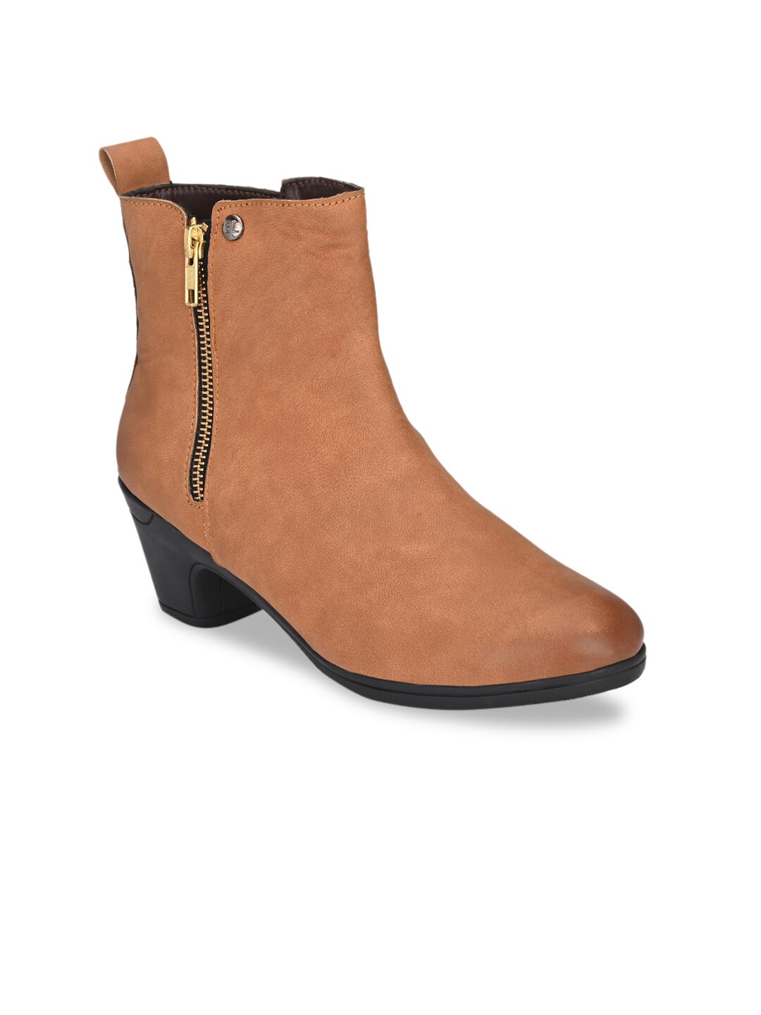 El Paso Women Tan Brown Solid Heeled Boots Price in India