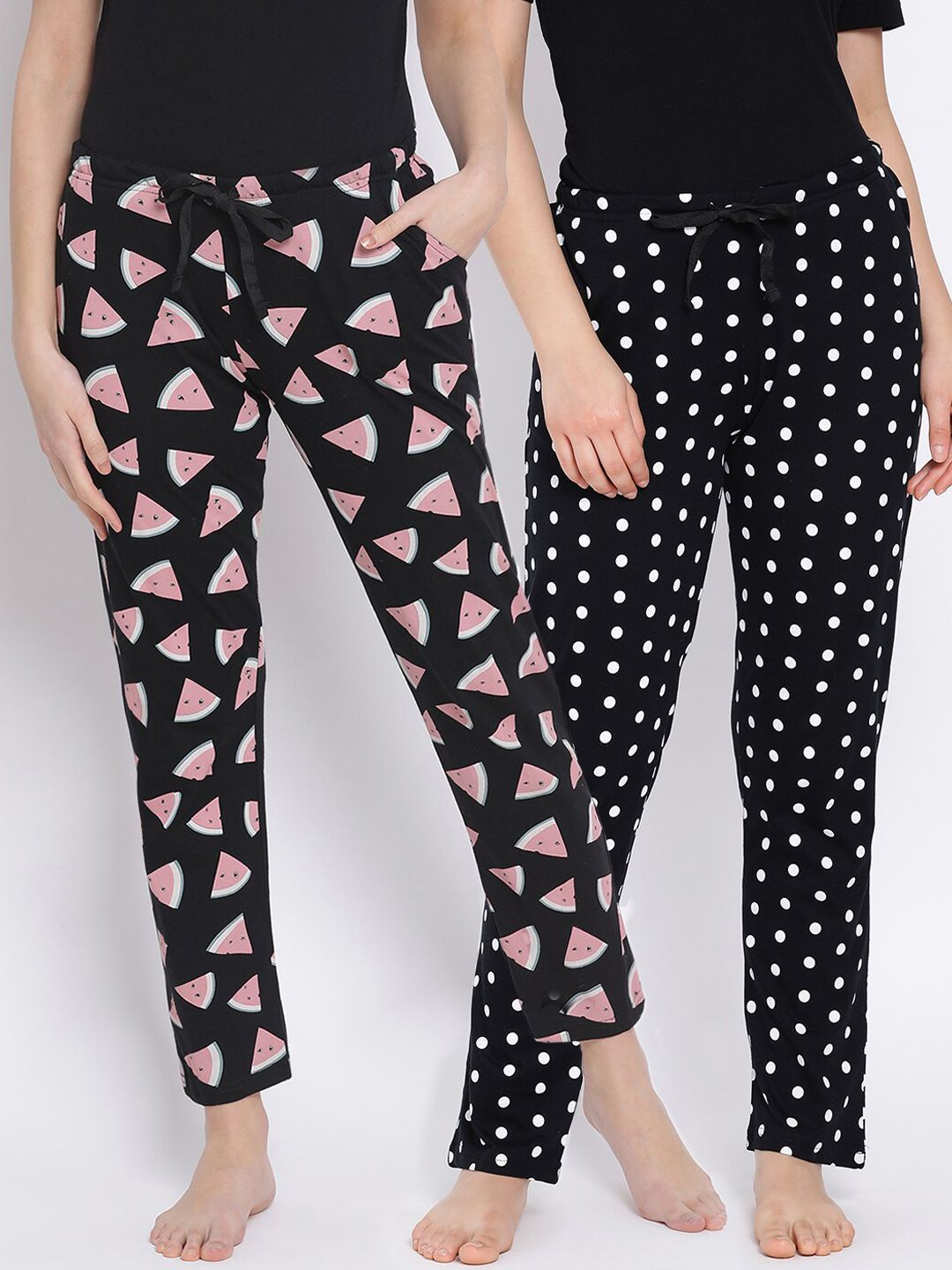 Kanvin Women Pack Of 2 Printed Pure Cotton Lounge Pants Price in India