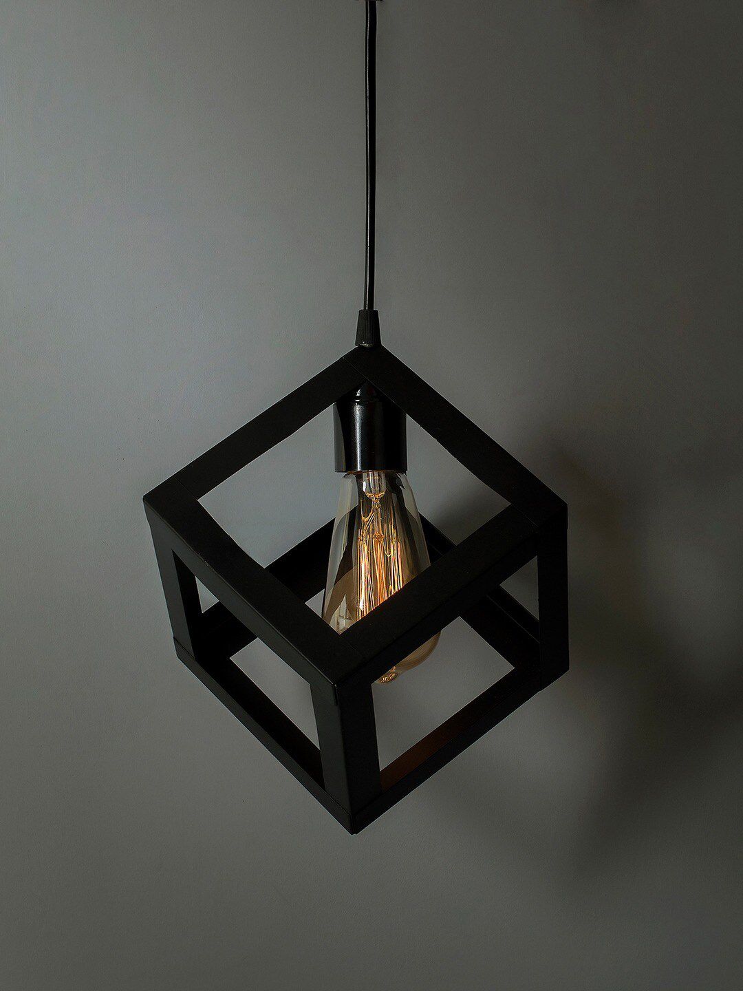 MFD HOME FURNISHING Black & Transparent Self Design Quirky Hanging Lamp Price in India