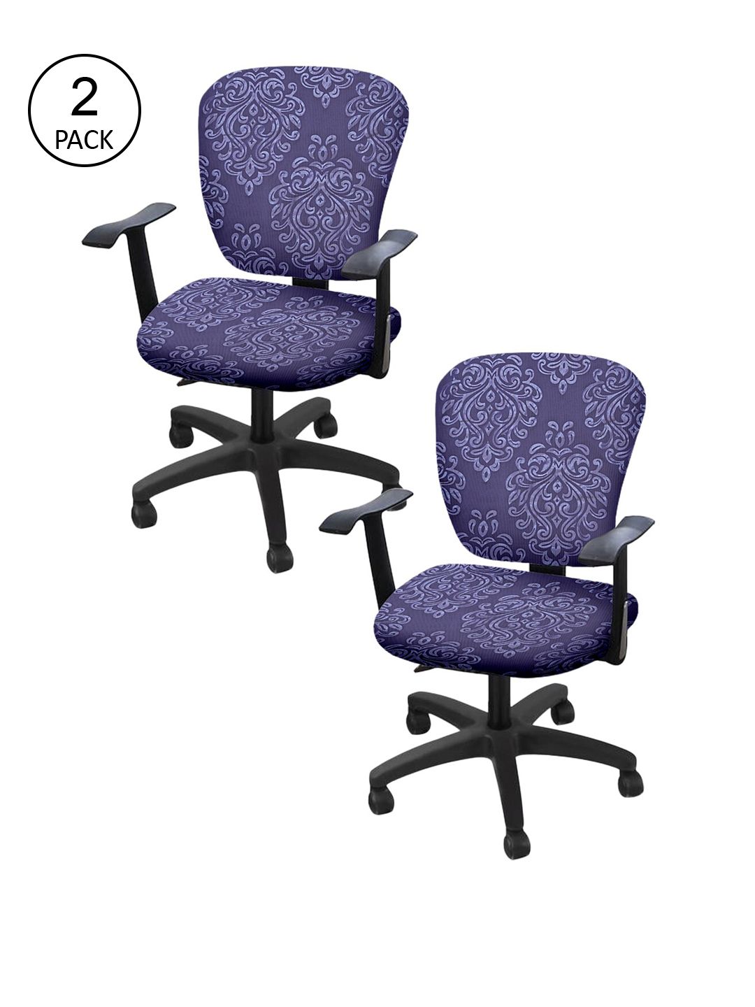 Cortina Set Of 2 Purple Printed Chair Covers Price in India