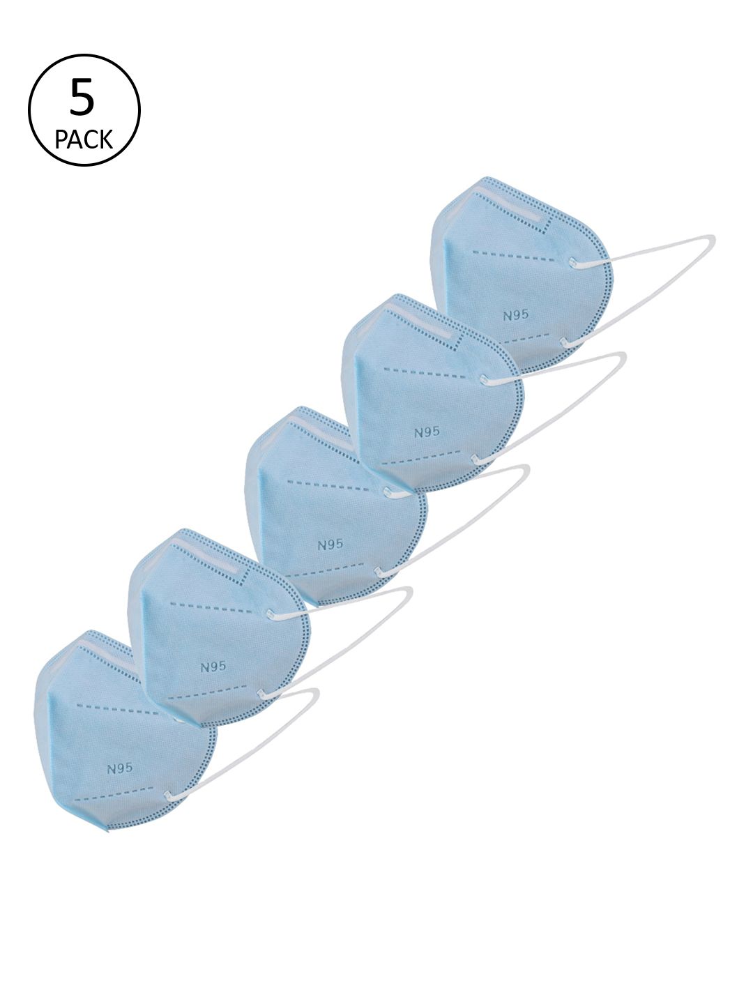 Lioncrown Unisex Pack Of 5 Blue Solid 5-Ply Reusable Anti-Pollution N95 Face Masks Price in India
