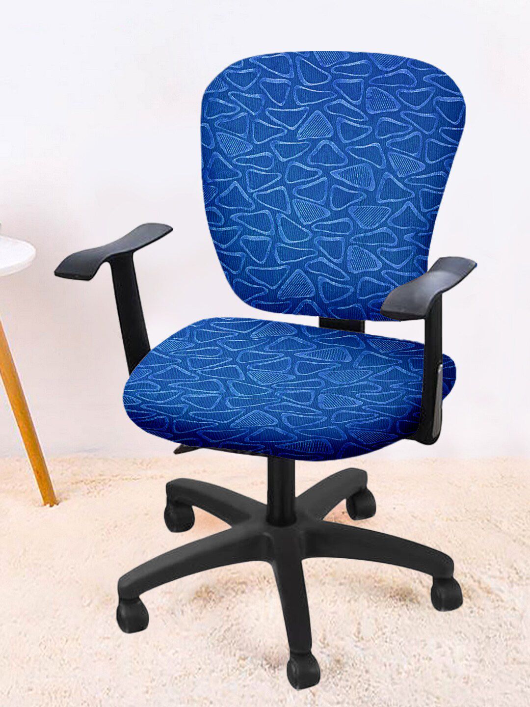 Cortina Set Of 4 Blue Geometric Printed Chair Covers Price in India