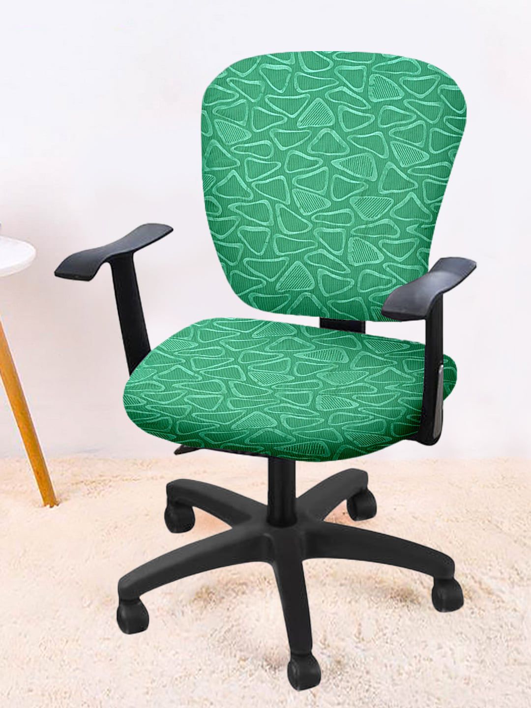 Cortina Set Of 4 Green & White Printed Chair Covers Price in India