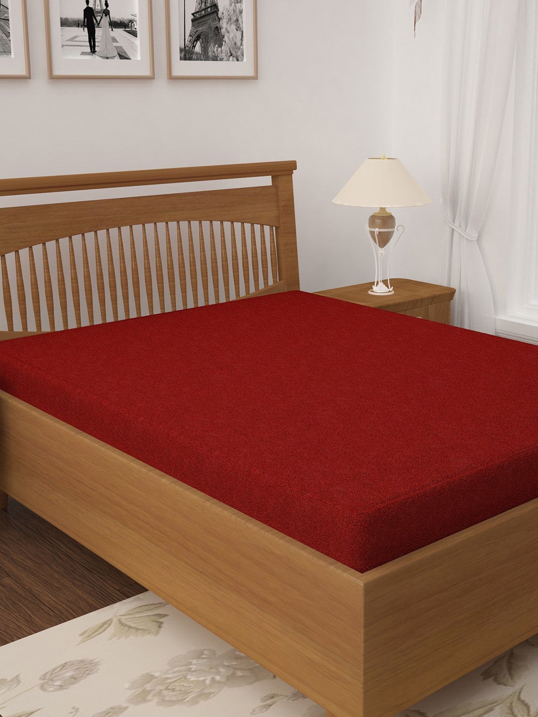 Story@home Maroon Solid Pure Cotton Terry 100% Waterproof & Dustproof Single Size Mattress Protector Price in India