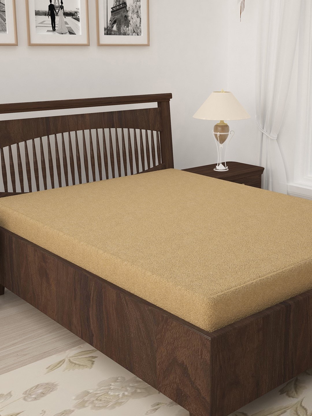 Story@home Beige Solid Water-Resistant Mattress Protector Price in India