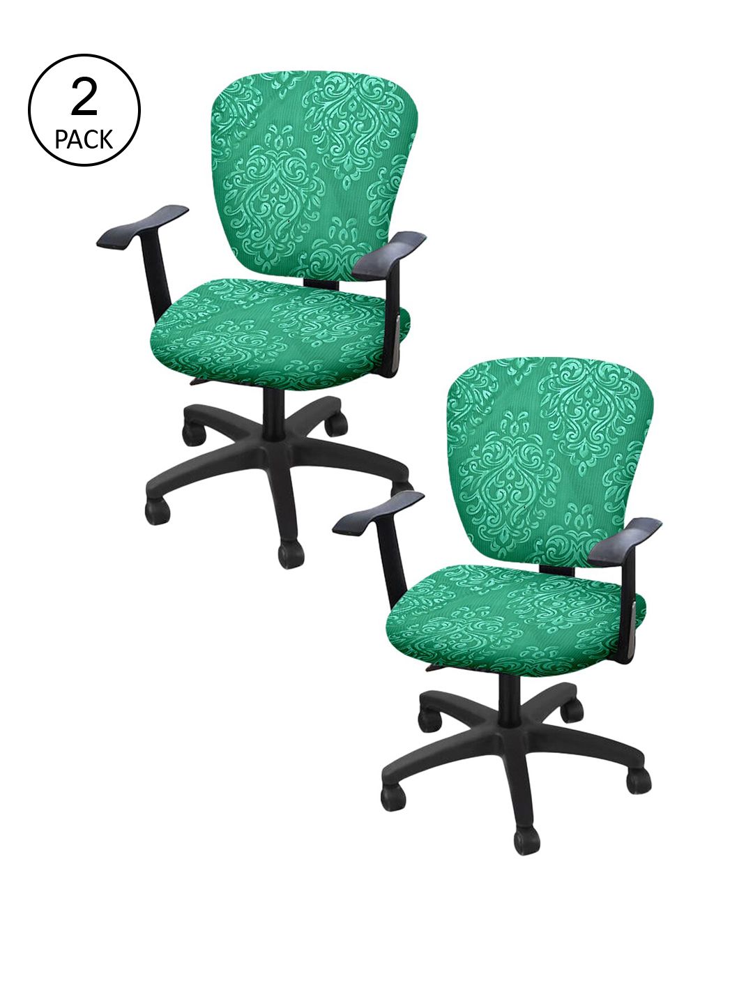 Cortina Set Of 2 Green Printed Chair Covers Price in India