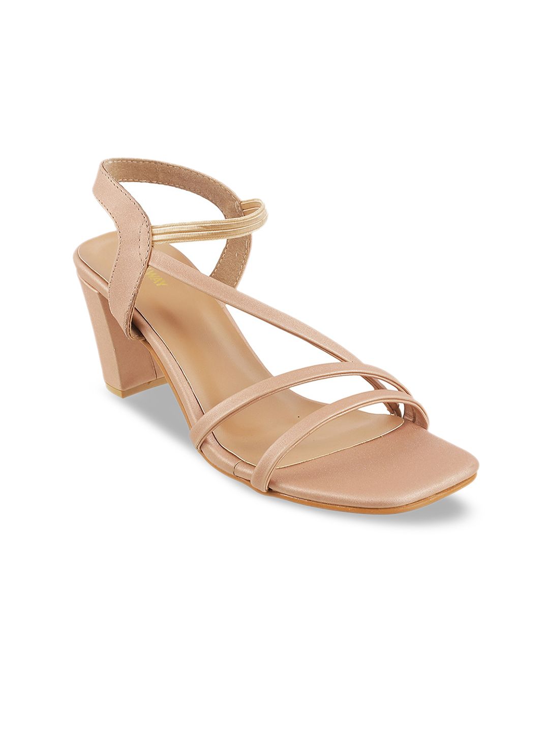 WALKWAY by Metro Women Beige Solid Block Heels with Shimmer Detail Price in India