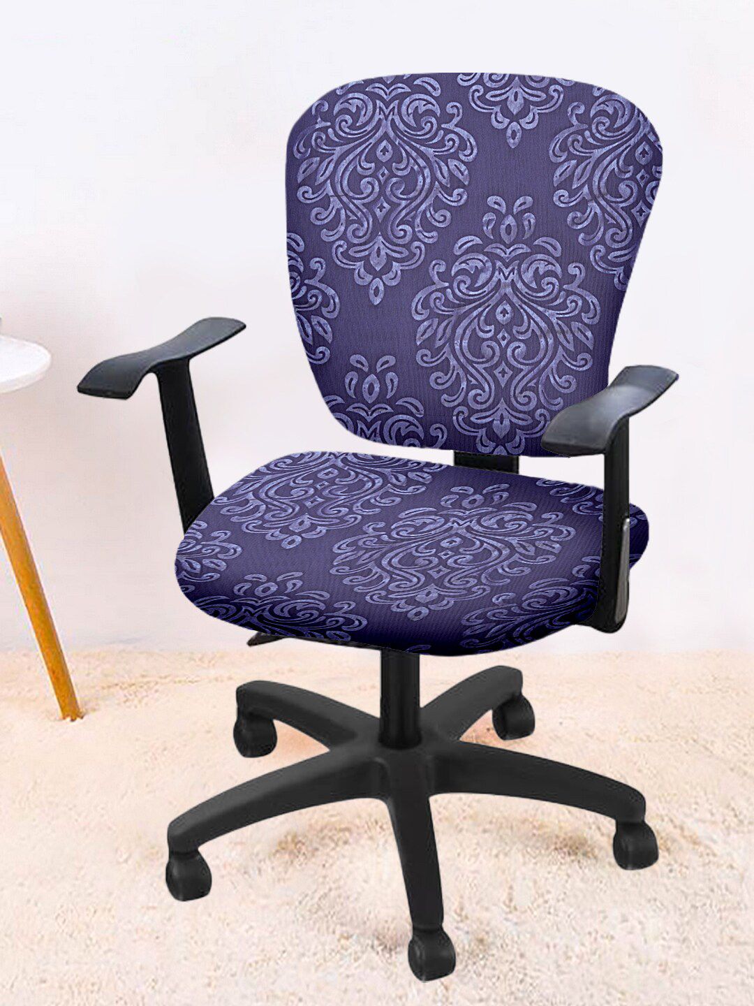 Cortina Set Of 6 Purple Printed Chair Covers Price in India