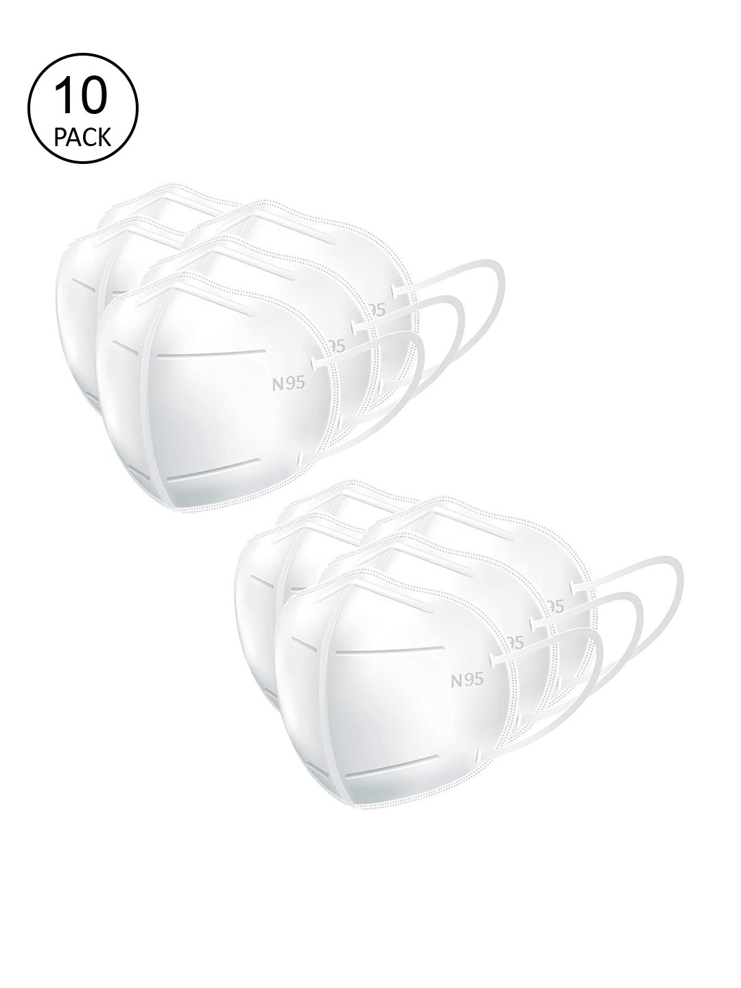 Lioncrown Unisex Pack Of 10 White Solid 5-Ply Reusable N95 Masks Price in India