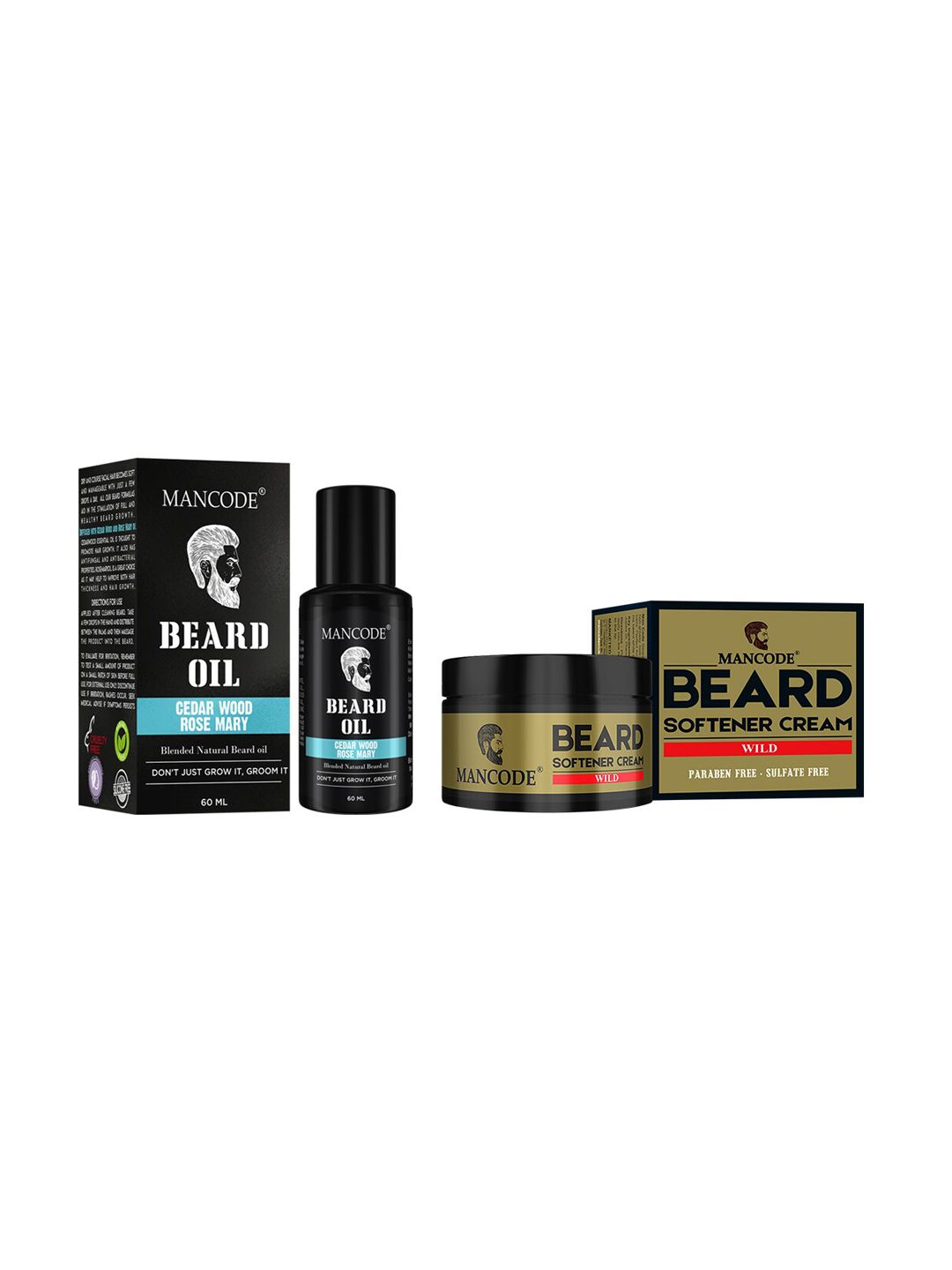 MANCODE Set of 2 Beard Oil & Beard Softening Cream Wild