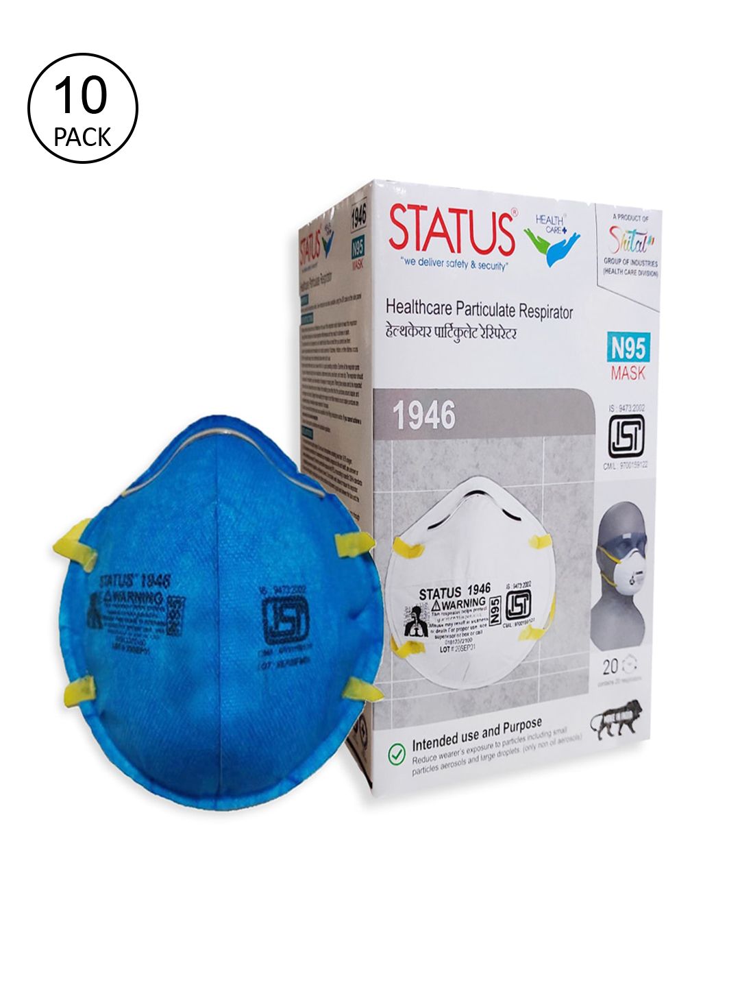 Status Blue Pack of 20 Washable Cup Outdoor Mask Price in India