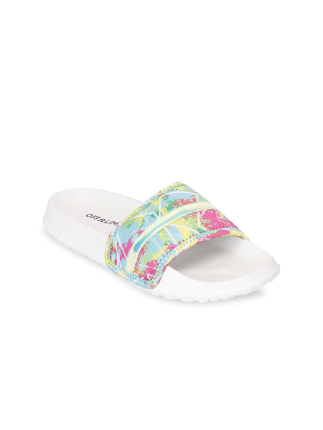 OFF LIMITS Women Sea Green & Pink Printed Sliders Price in India