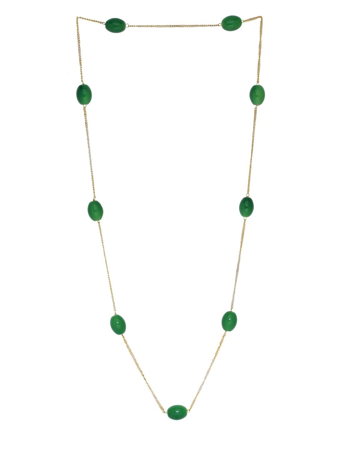 Silvermerc Designs Gold-Toned & Green Brass Gold-Plated Handcrafted Chain Price in India
