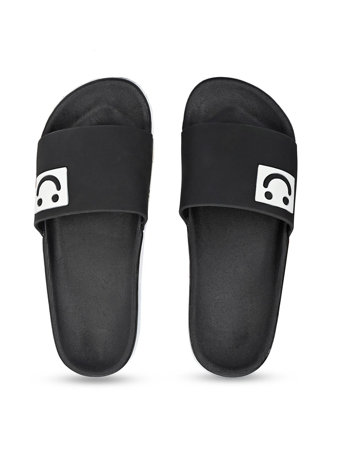 Prolific Women Black & White Printed Rubber Sliders Price in India