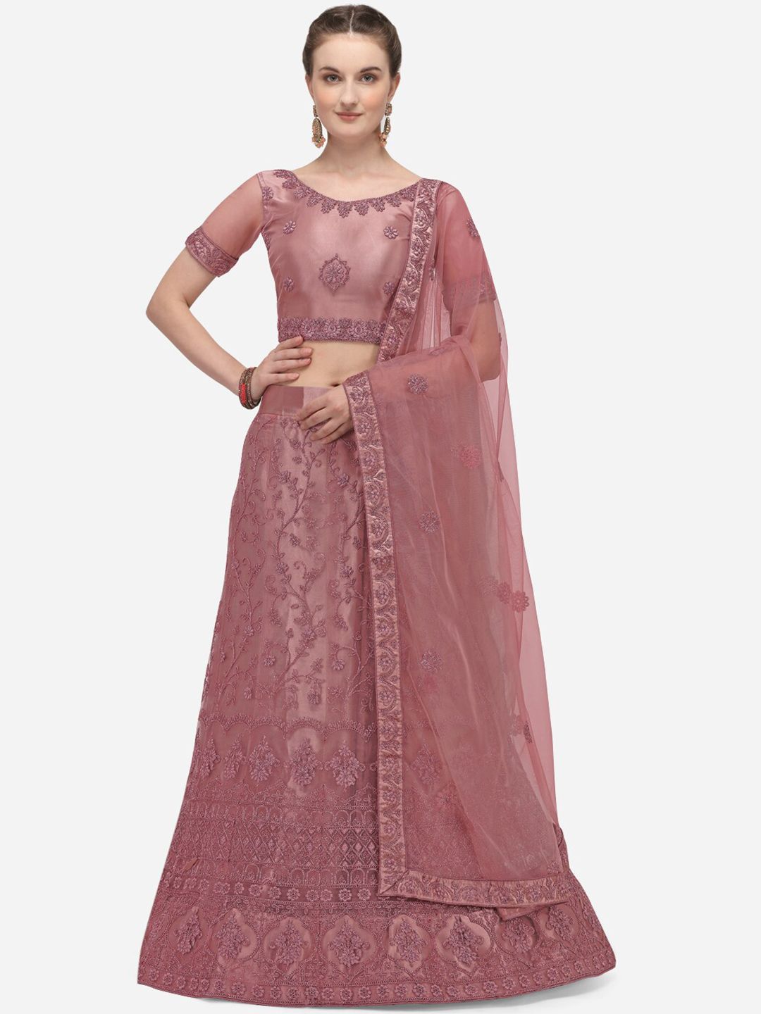 Netram Lavender Semi-Stitched Lehenga & Blouse with Dupatta