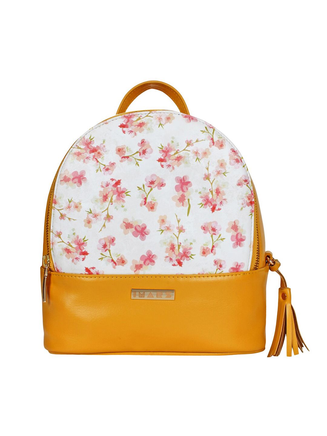 IMARS Women Yellow & White Printed Backpack Price in India