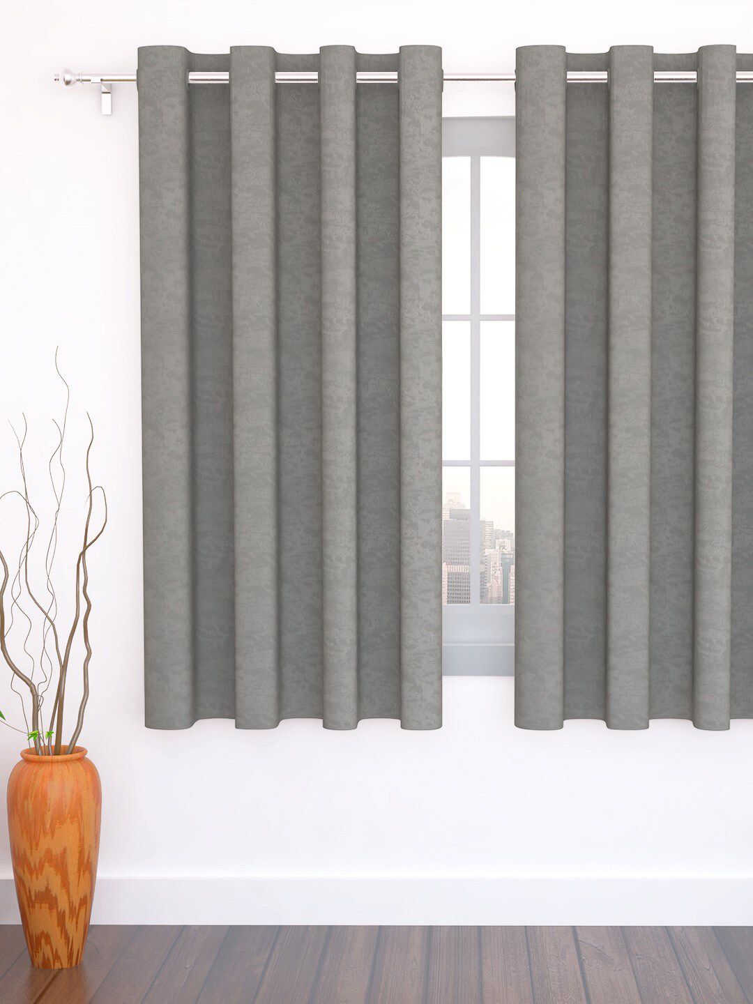 Story@home Silver-Toned Jacquard Single Window Curtain Price in India