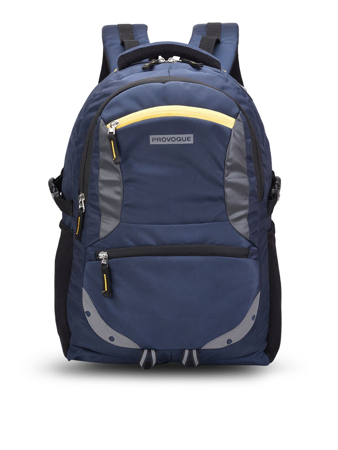 Provogue Unisex Navy Blue Contrast Detail Backpack with Reflective Strip Price in India