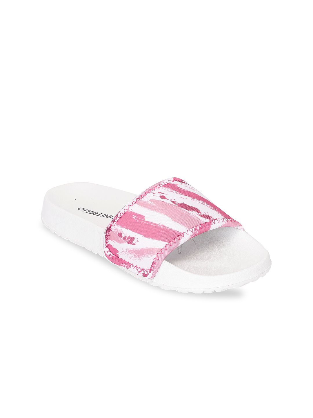 OFF LIMITS Women White & Pink Printed Sliders Price in India