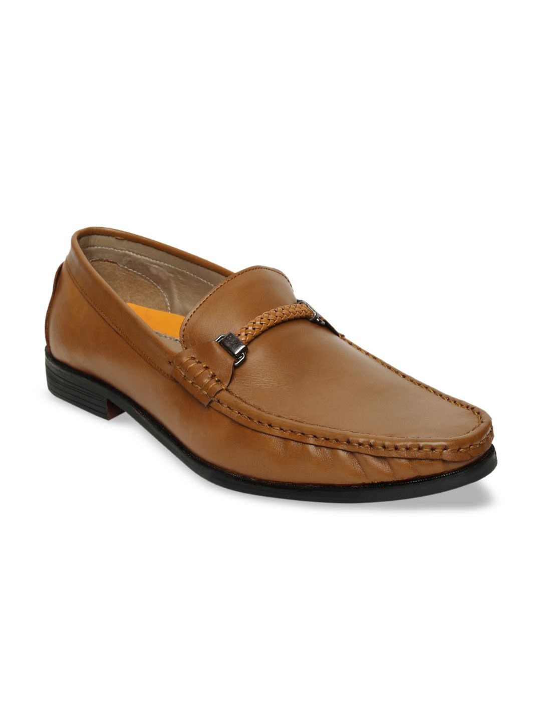 LOUIS STITCH Men Tan Solid Leather Loafers