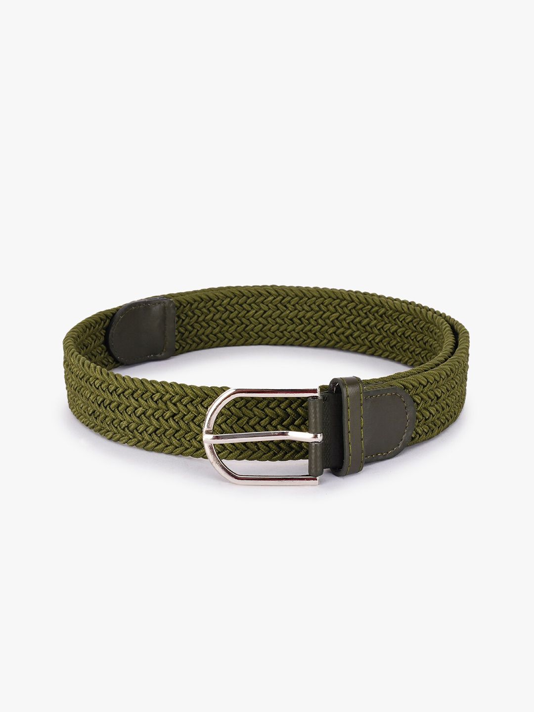 BuckleUp Unisex Olive Green Braided Belt Price in India