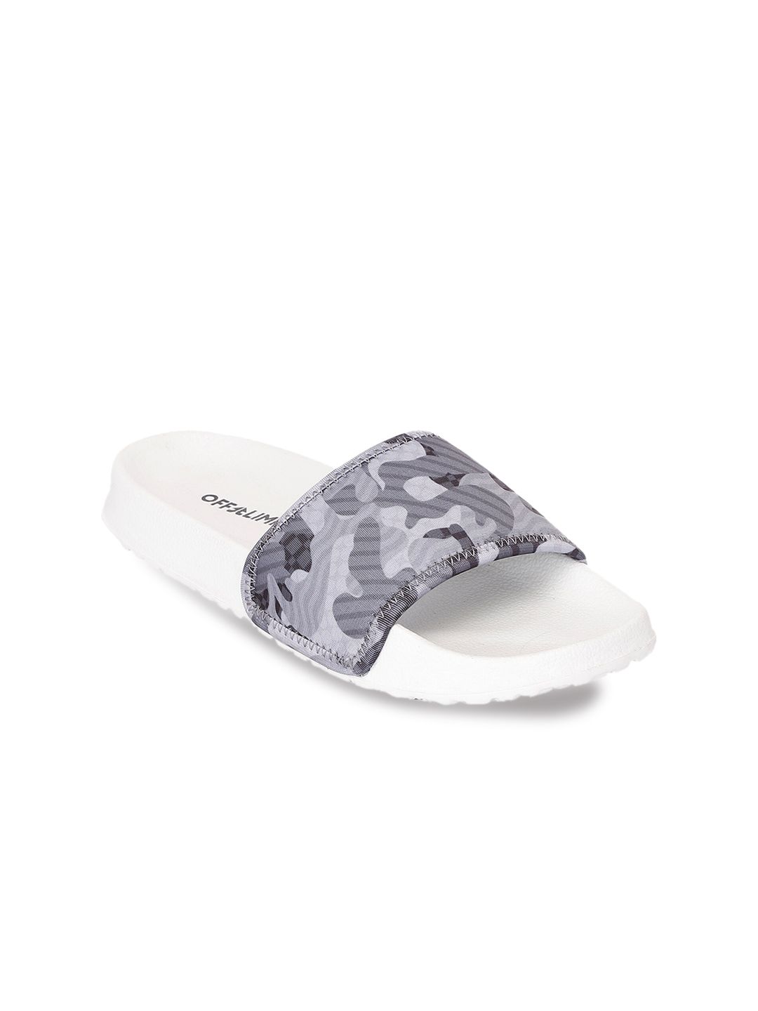 OFF LIMITS Women Grey & White Camouflage Printed Sliders Price in India