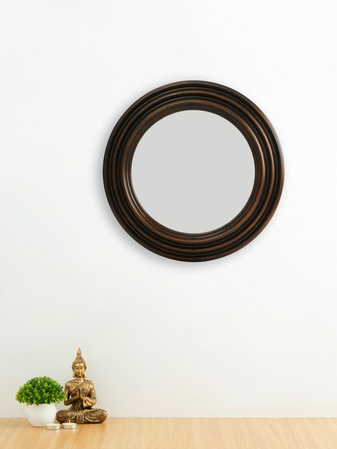 Home Centre Brown Solid Corvus Step Finish Wall Mirror Price in India