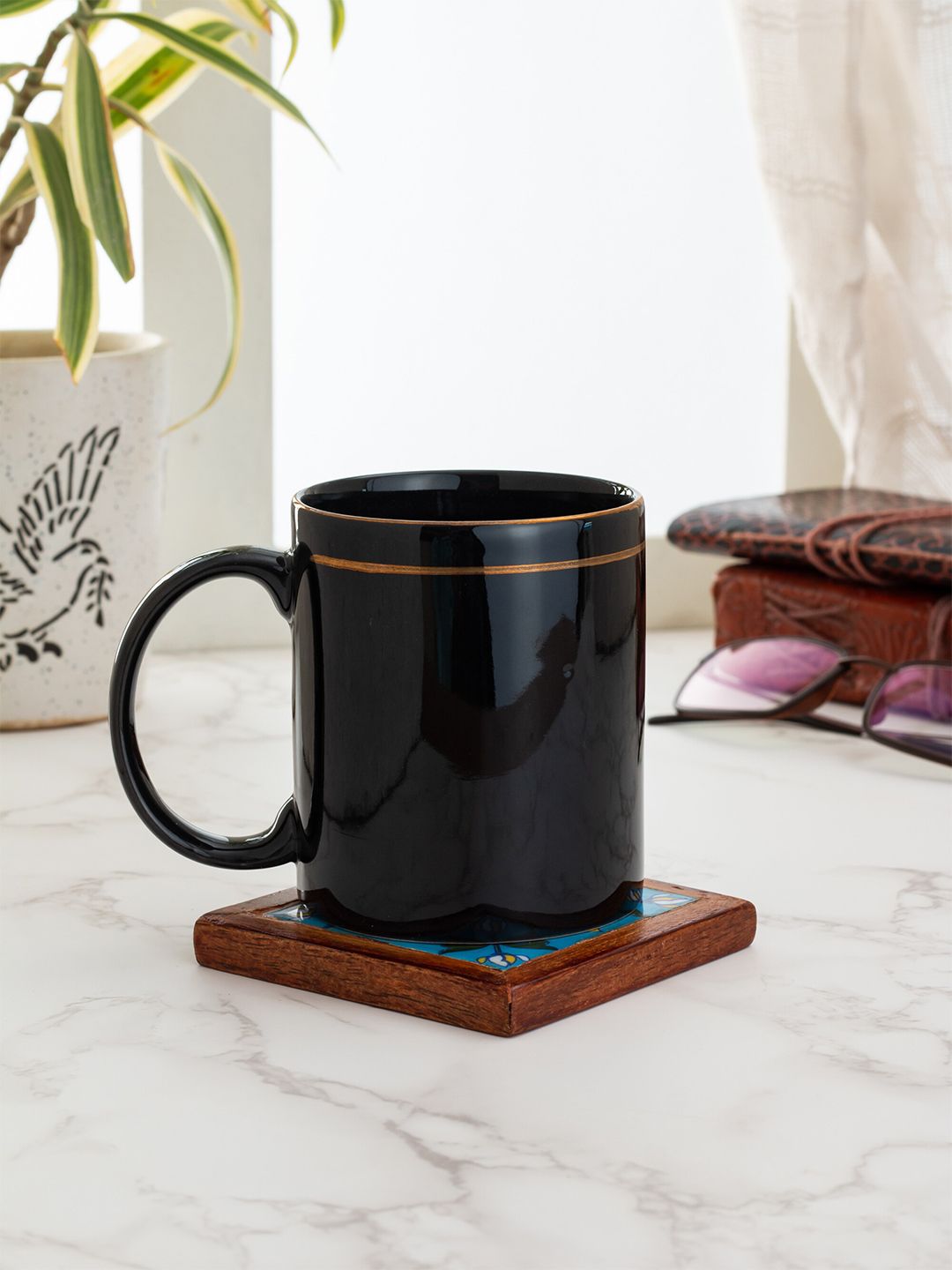 CLAY CRAFT Black Solid Milk Ceramic Mug Price in India