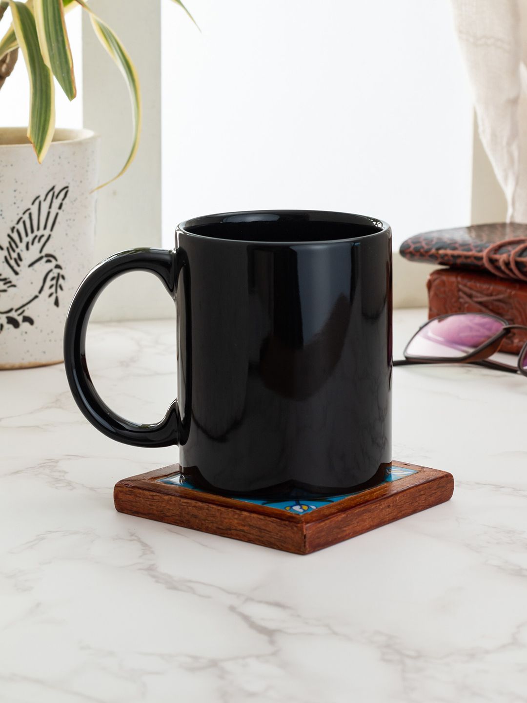 CLAY CRAFT Black Solid Ceramic Mugs Price in India