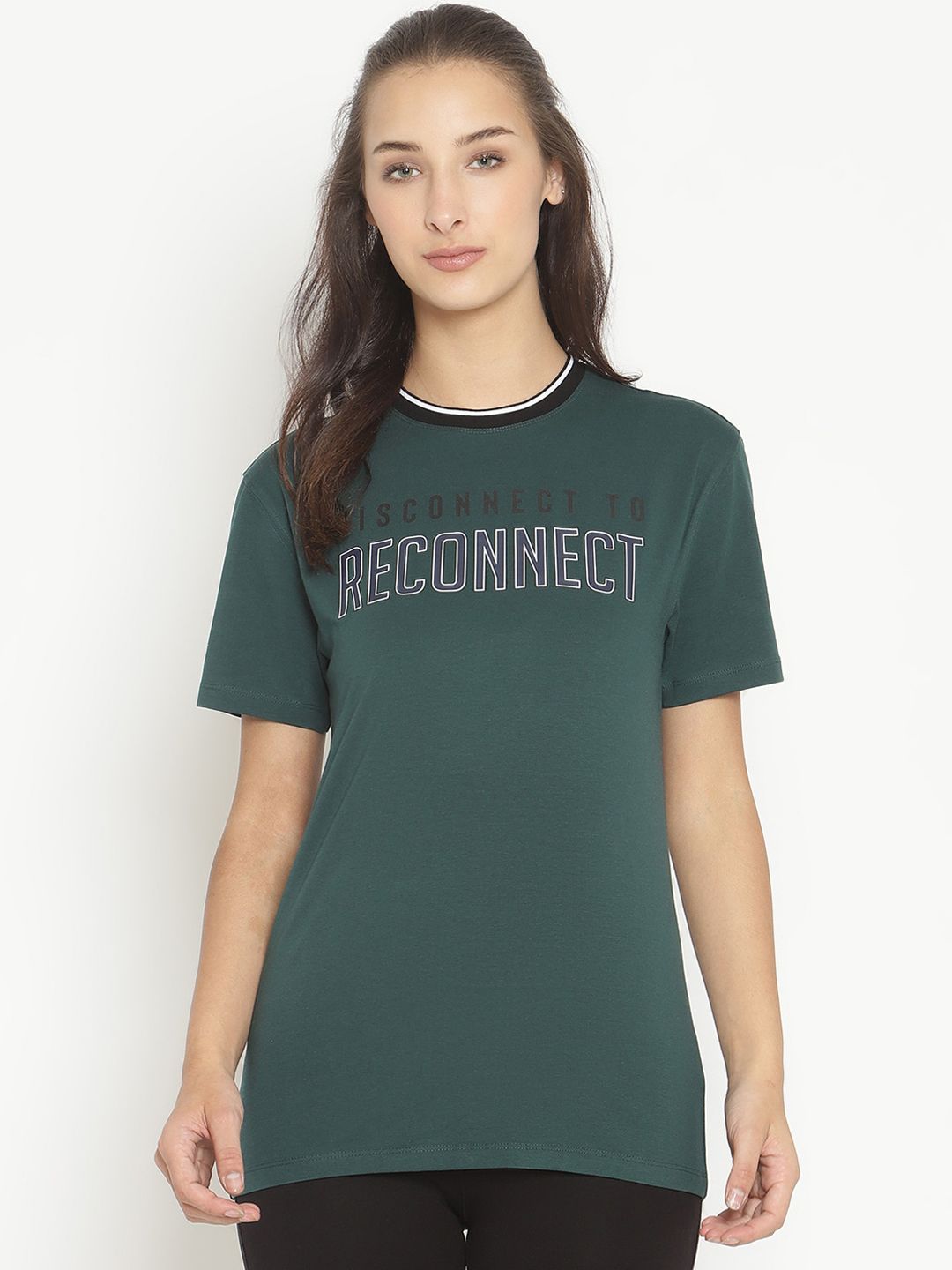 COASTLAND Women Green Solid Cotton Lounge T-Shirt Price in India