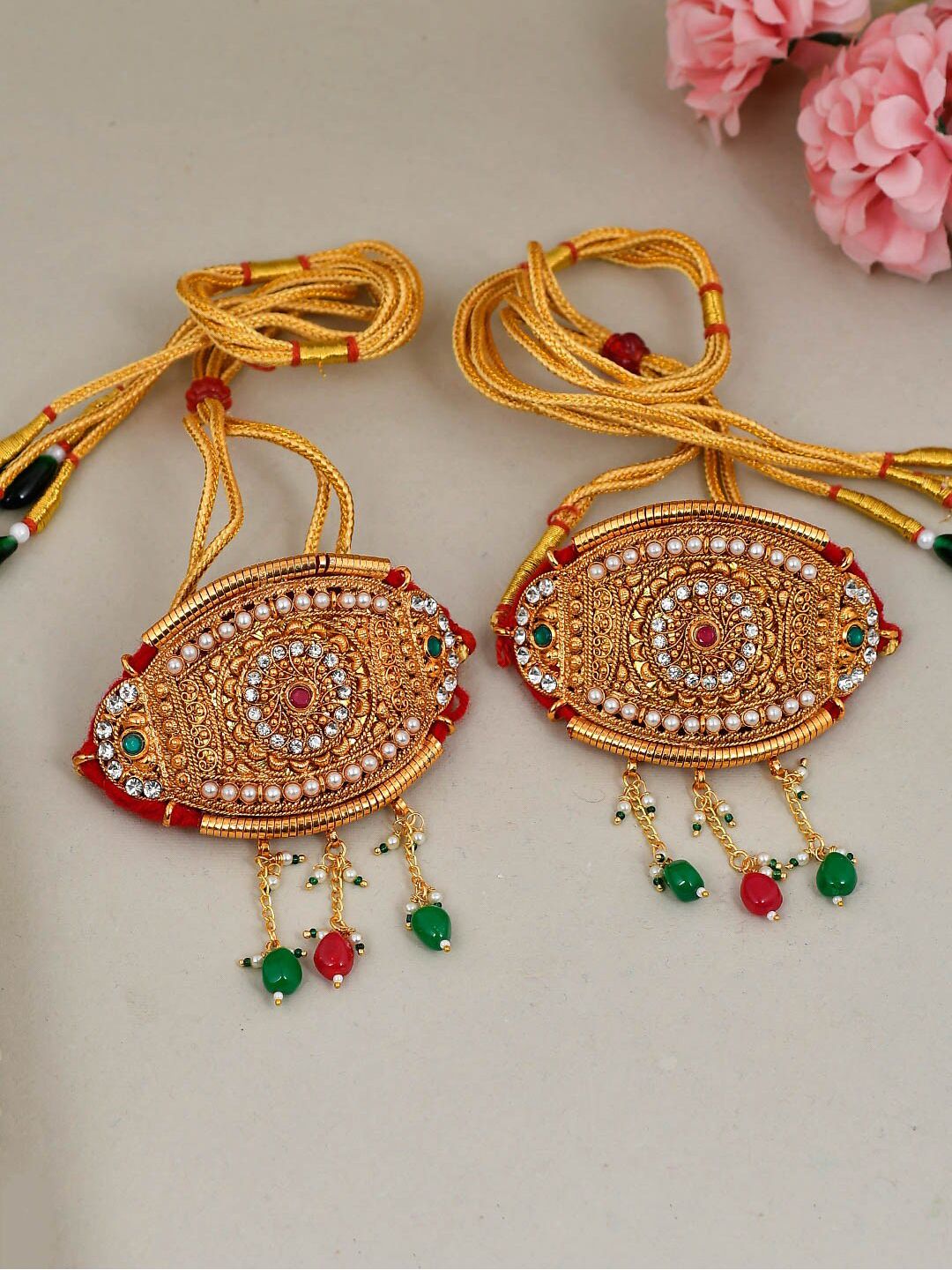 Silvermerc Designs Set of 2 Gold-Plated Metal  Rajputi Bajuband Price in India