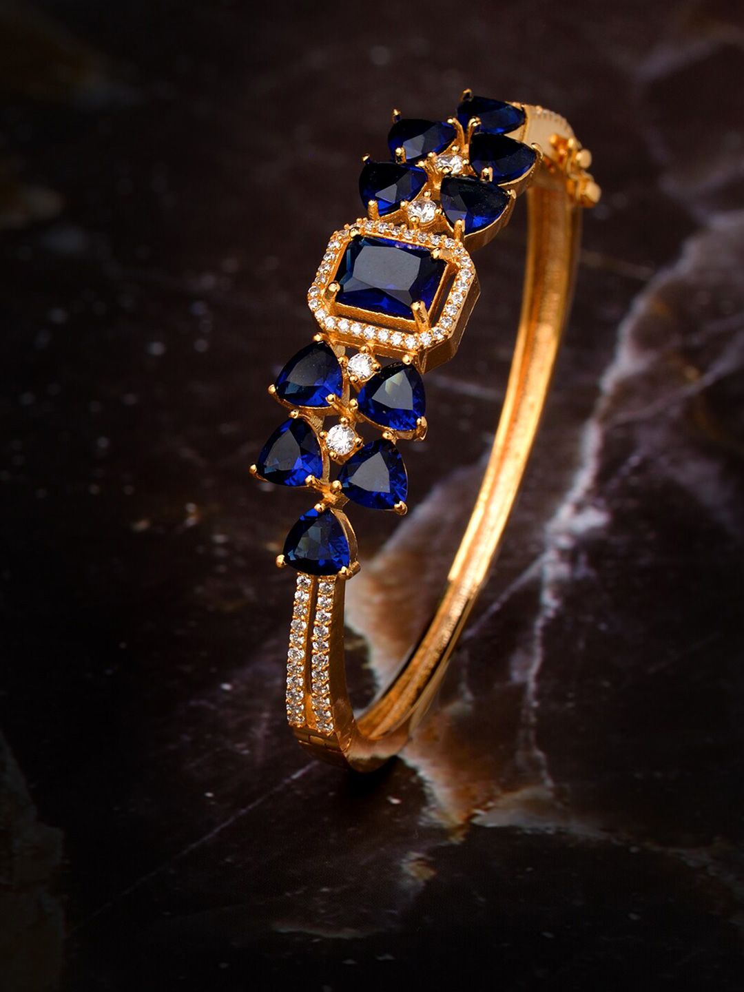 Saraf RS Jewellery Brass Gold-Plated & Blue Handcrafted Bangle-Style Bracelet Price in India