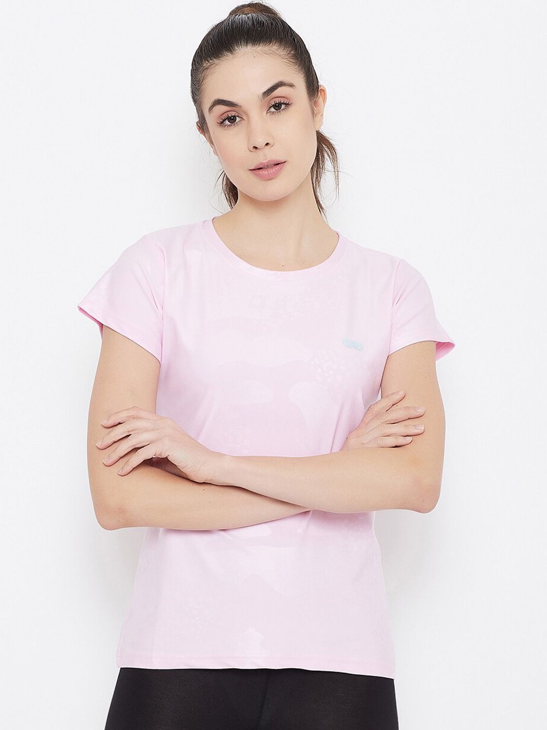 Clovia Women Pink Solid V-Neck T-shirt