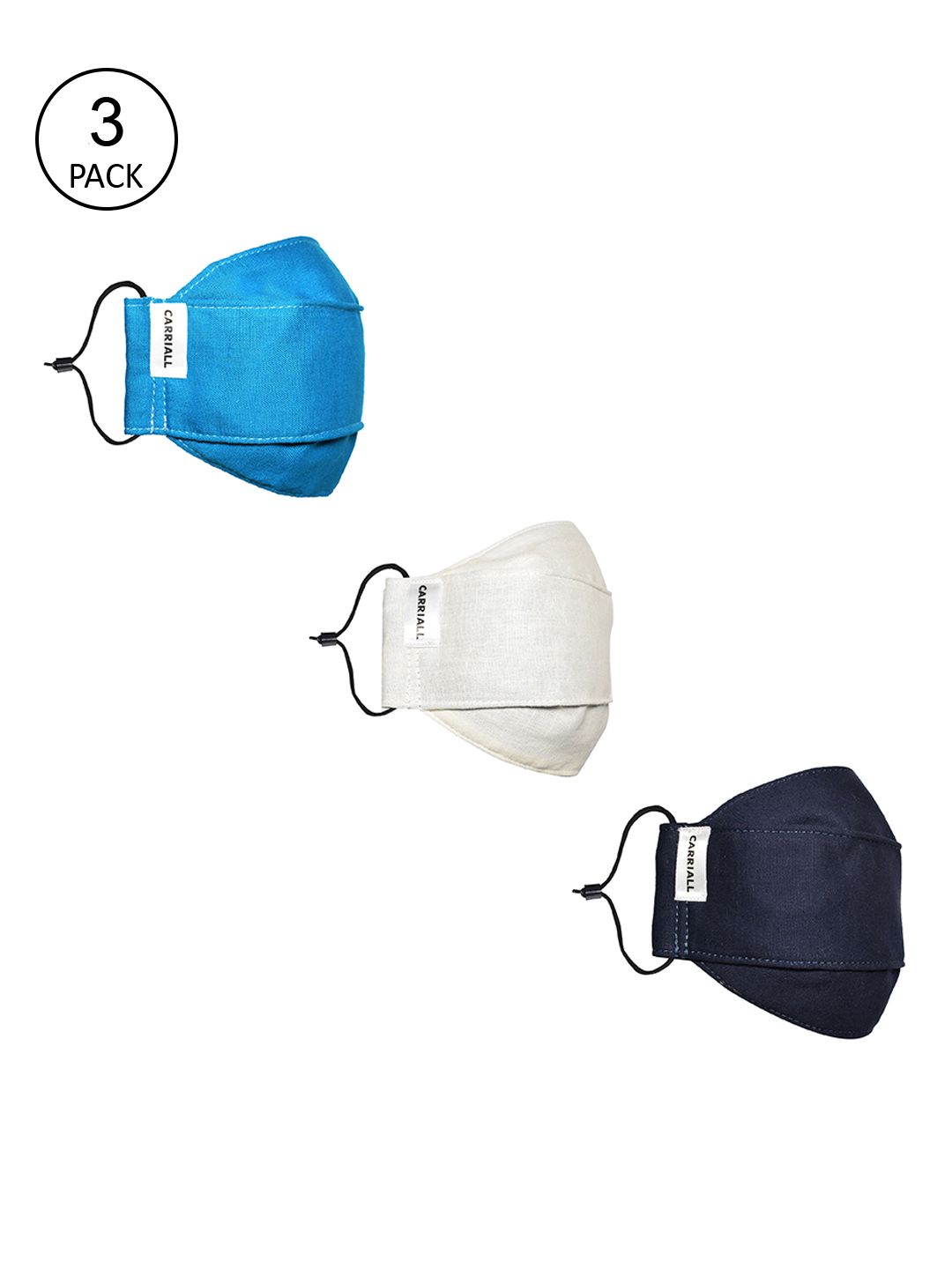 CARRIALL Unisex Pack Of 3 Assorted 3-Ply Cotton Reusable Protective Outdoor Masks Price in India