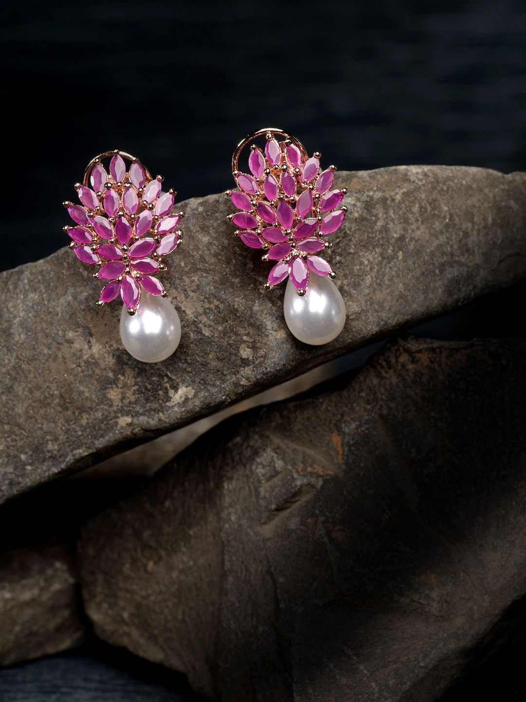 Saraf RS Jewellery Pink Contemporary Studs Earrings Price in India