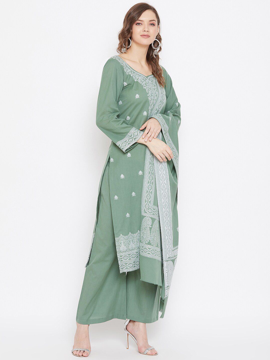 Safaa Olive Green Pure Cotton Woven Design Unstitched Dress Material For Summer Price in India