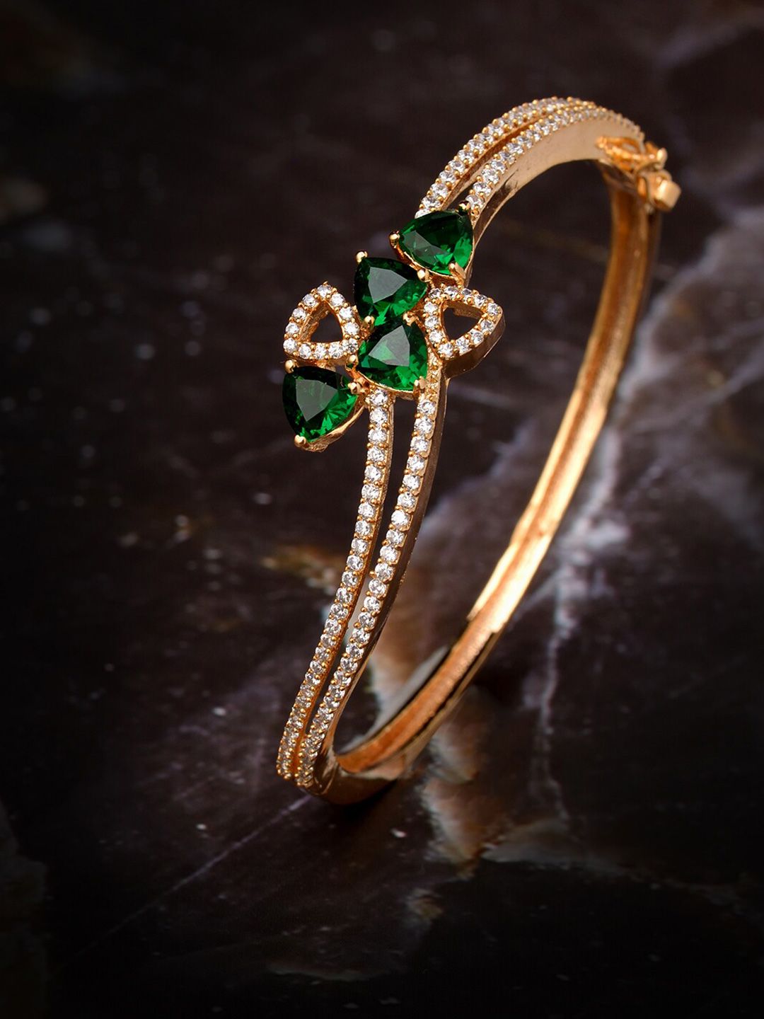 Saraf RS Jewellery Gold-Plated & Green Handcrafted Bangle-Style Bracelet Price in India