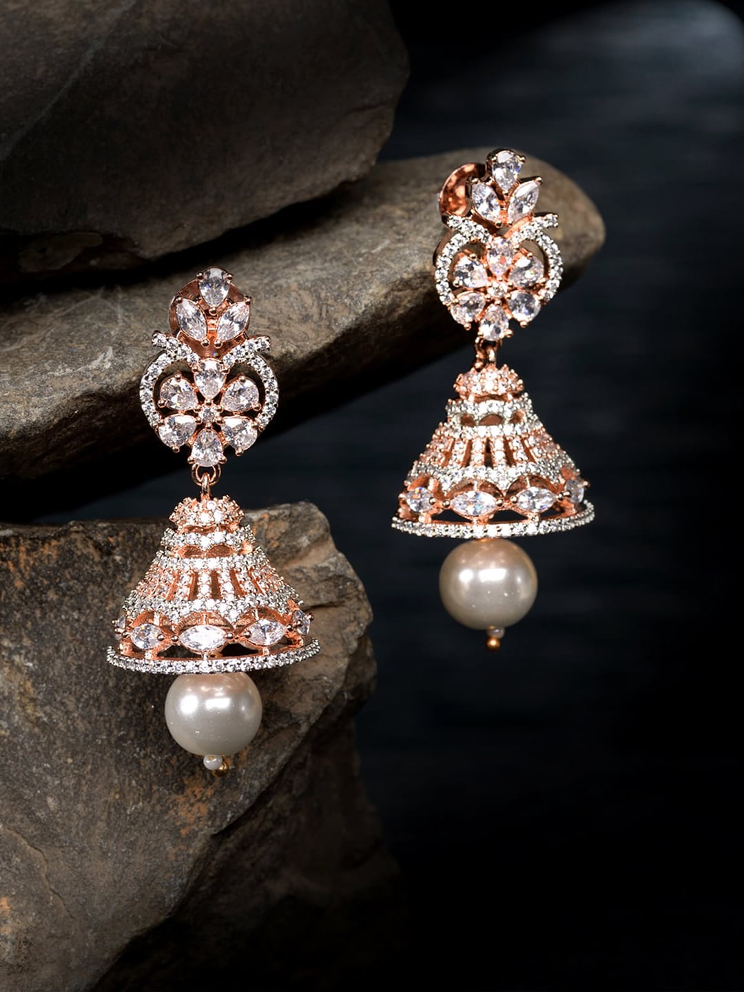 Saraf RS Jewellery White Contemporary Jhumkas Earrings Price in India