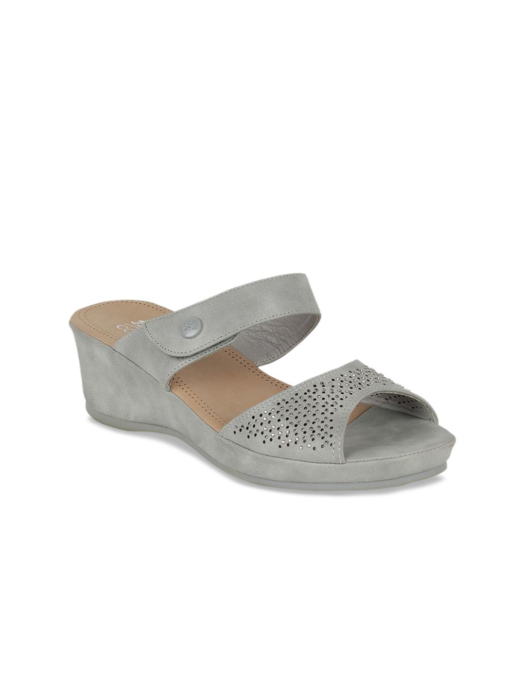 Bata Women Grey Embellished Peep Toes Price in India