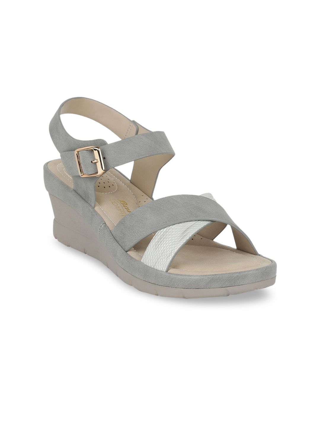 Bata Women Grey Colourblocked Sandals Price in India