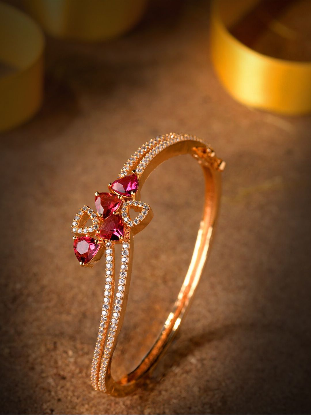 Saraf RS Jewellery Gold-Plated & Magenta Handcrafted Bangle-Style Bracelet Price in India