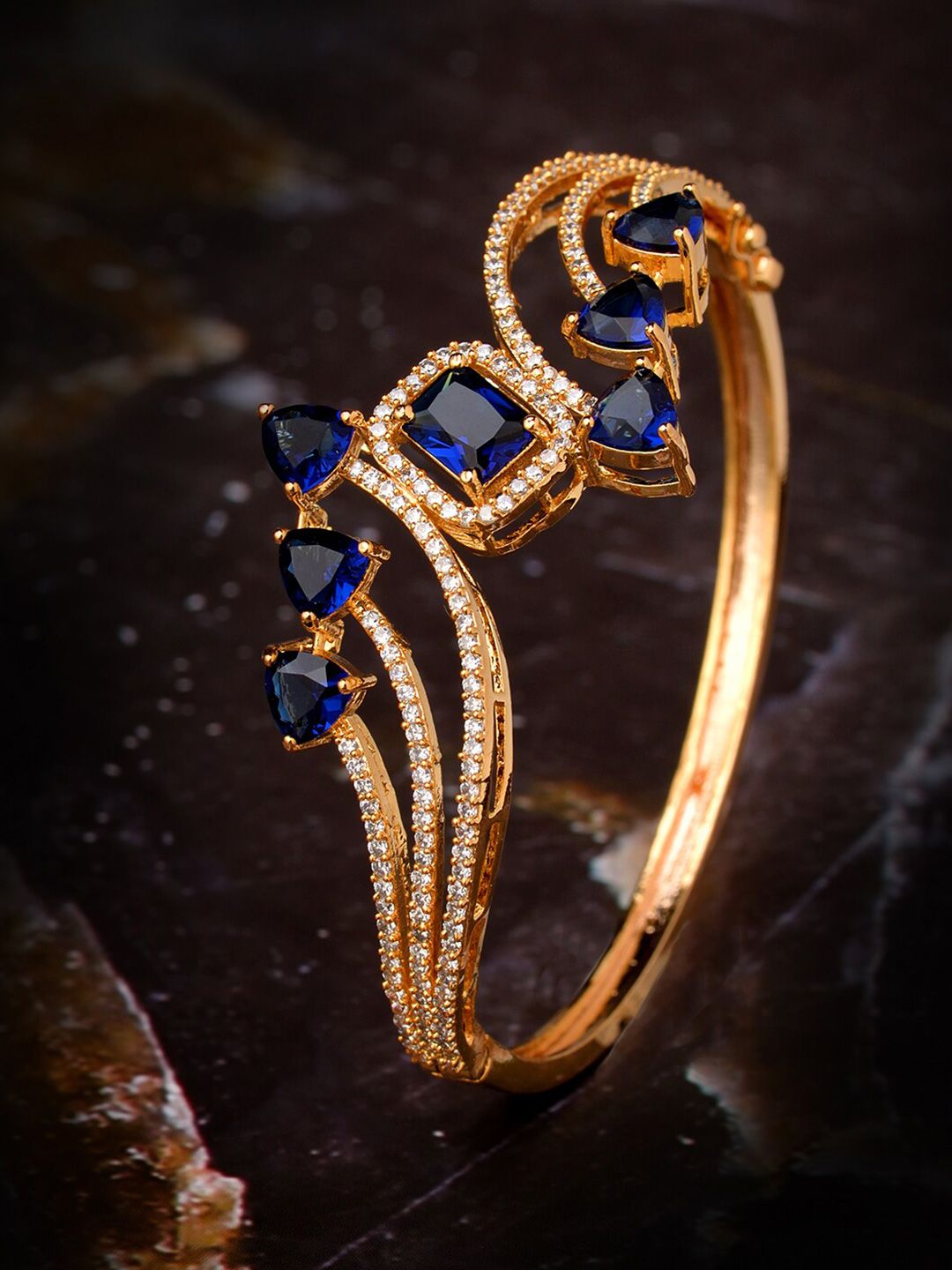Saraf RS Jewellery Gold-Plated & Blue Handcrafted Bangle-Style Bracelet Price in India