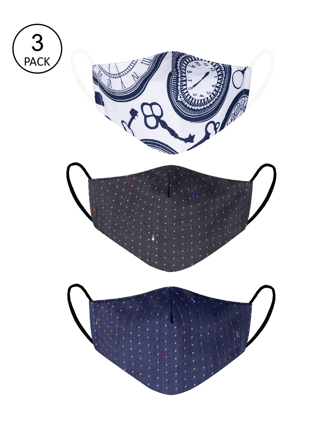 VEA Unisex Pack Of 3 Printed 3 Ply Reusable 5-Layered Protective Outdoor Cotton Masks Price in India