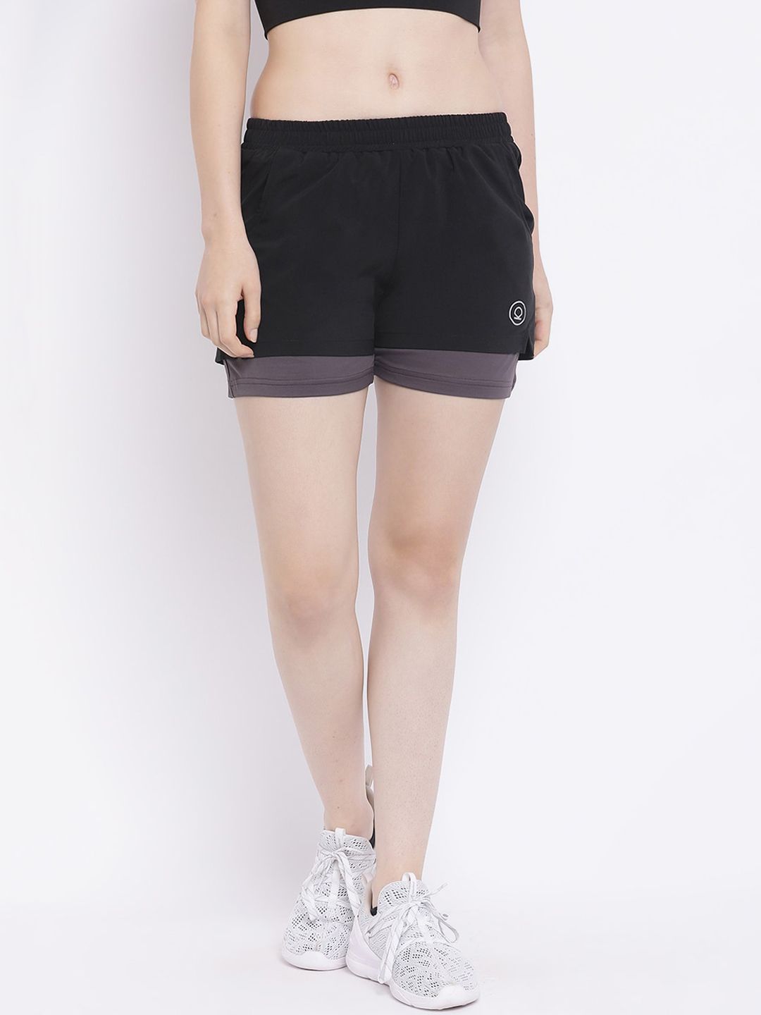 Chkokko Women Black Solid Regular Fit Sports Shorts