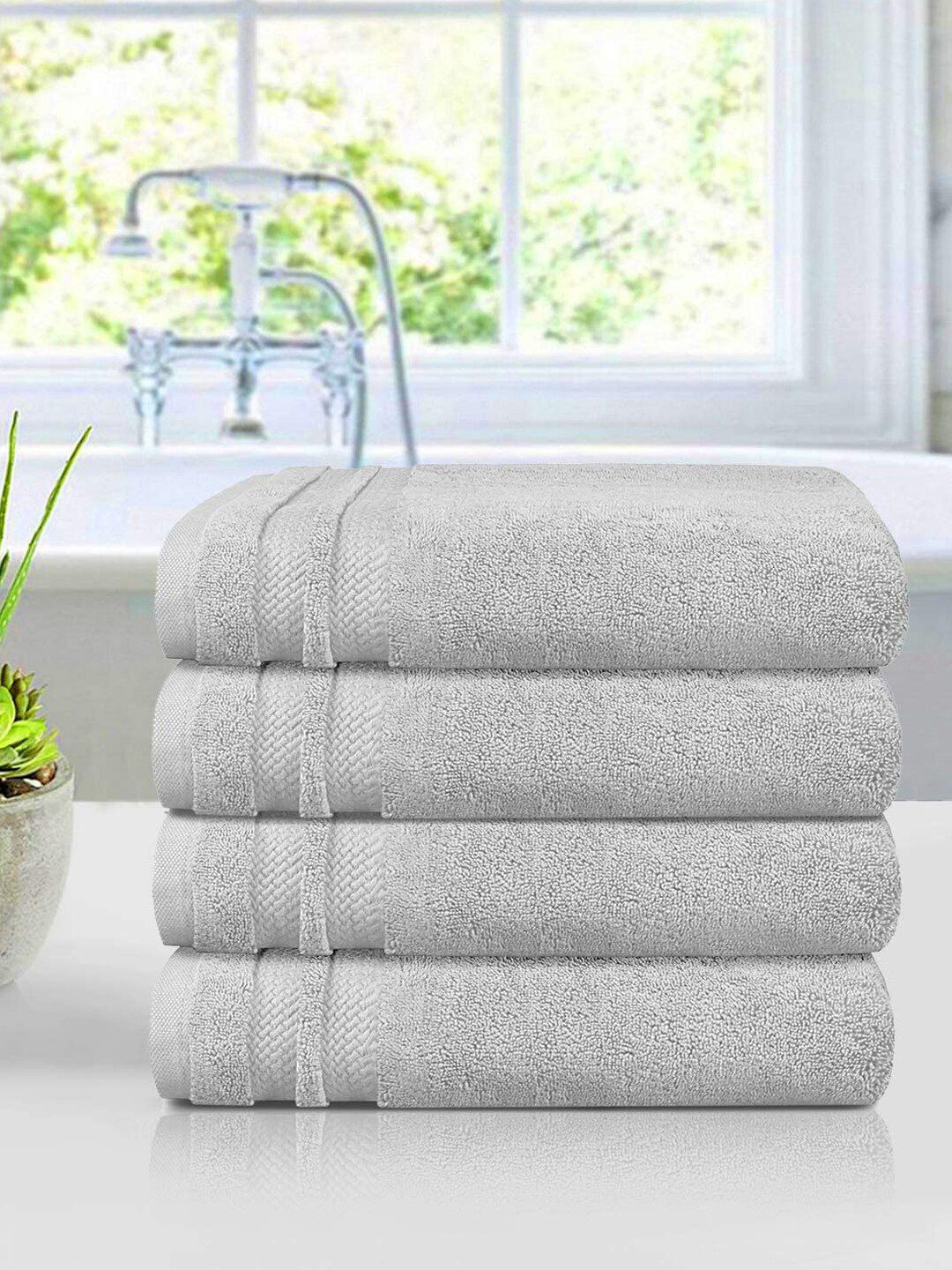 Trident Pack Of 4 Grey 625 GSM Hand Towels Price in India
