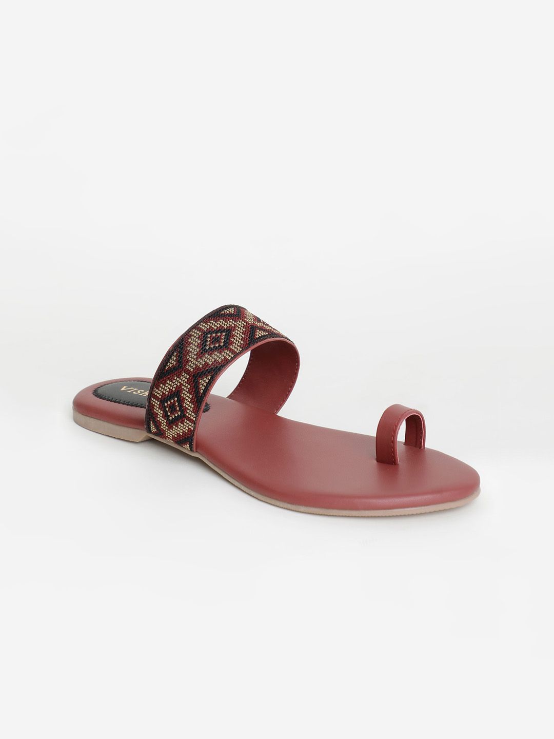 Vishudh Women Maroon Printed One Toe Flats