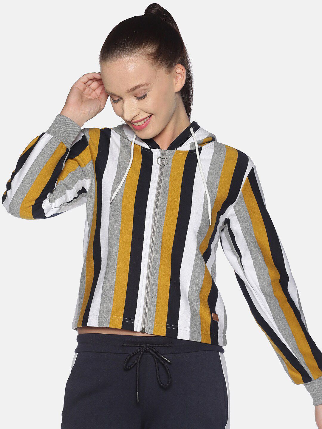 Campus Sutra Women Multicoloured Striped Sweatshirt Price in India